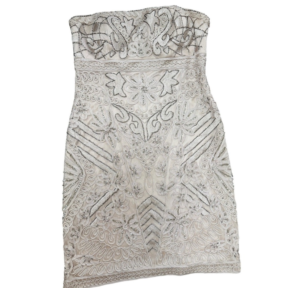 Sue Wong Nocturne Dress Strapless Soutache 12 Gatsby Art Deco Regency Empire